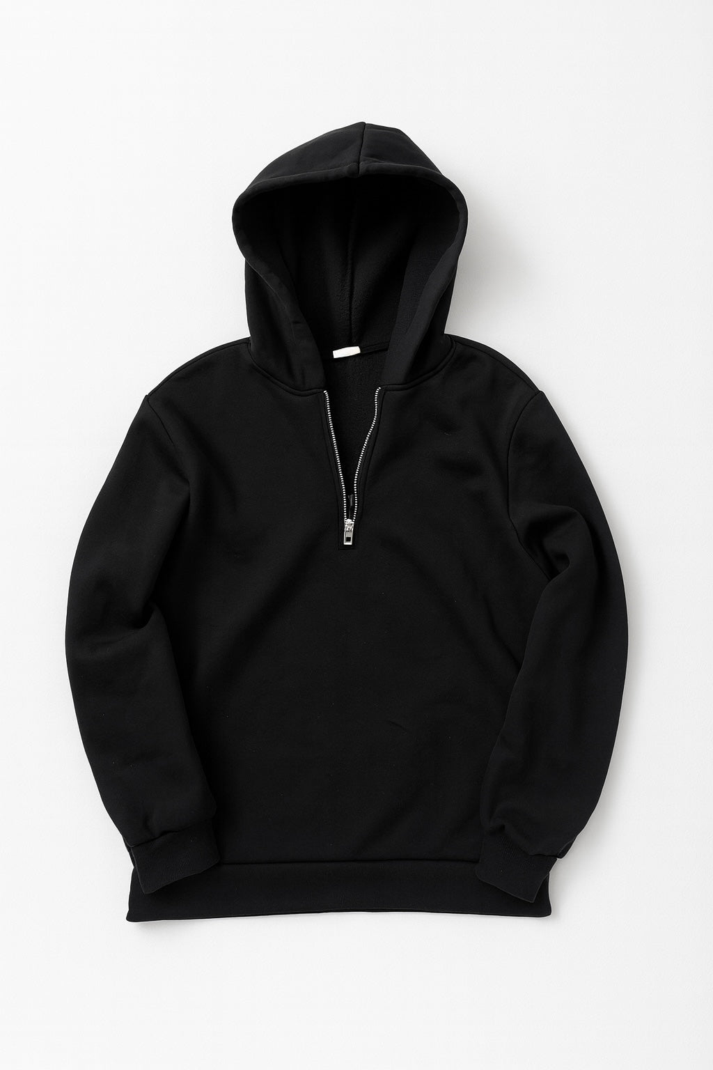 Structured Half-Zip Hoodie – Jet Black