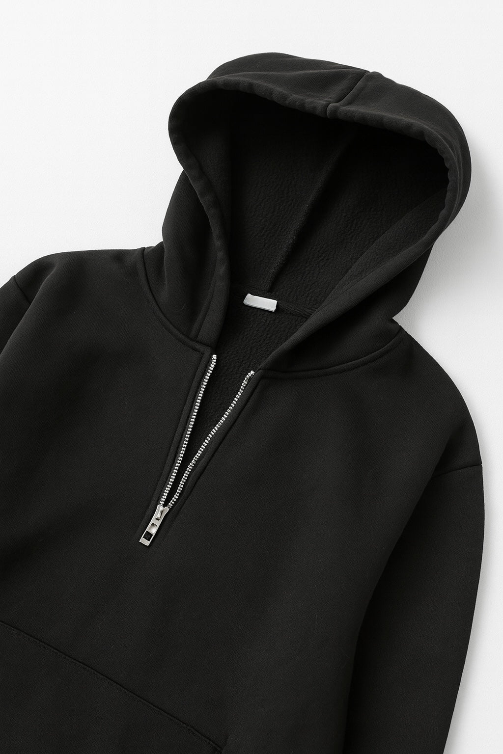 Structured Half-Zip Hoodie – Jet Black